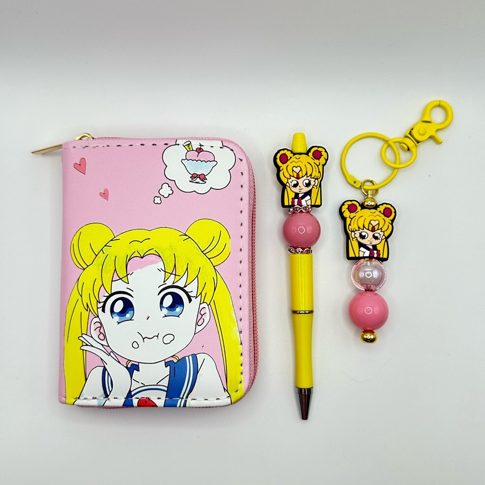 Sailor Moon wallet pen keychain set